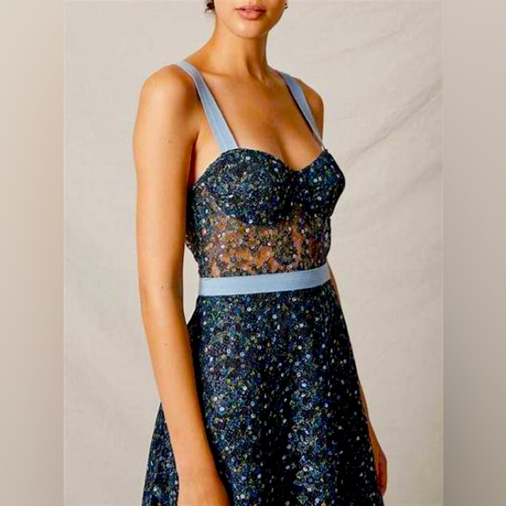 Allen Schwartz Blue Eden Bustier Dress Size 4